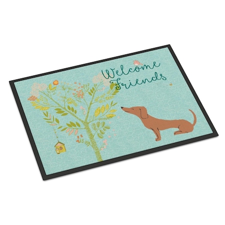 Welcome Friends Red Dachshund Indoor Or Outdoor Mat, 18 X 27 In.